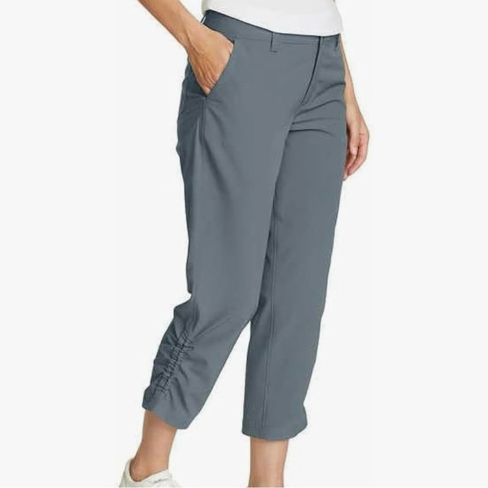 Eddie Bauer Women’s Ripstop Cropped Pants Gray Sz 18 Gorpcore Athleisure Casual